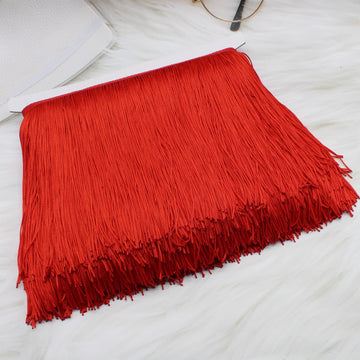 8" Red Fringe Trim Tassel Sewing Trim for Clothes Accessories Latin Wedding Dress DIY Lamp Shade - 10 Yards