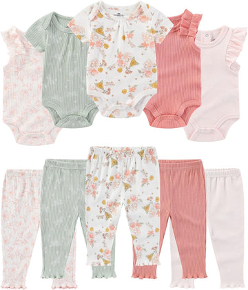 Baby Bodysuit and Pant Set Summer Ribbed Mix Match Infant Clothes