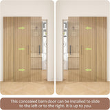 42"x84" Concealed Sliding Barn Door with Soft Close Hardware Kit, Light Brown Hidden Door for Openin