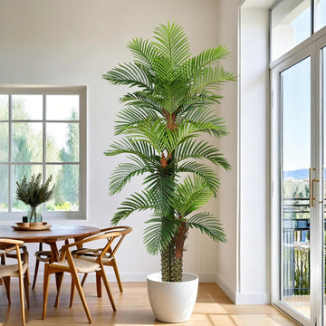 Palm Tree 8FT Tall Large Faux Trees with Realistic Leaves, Fake Floor Potted Artificial Plants Living Room Decor