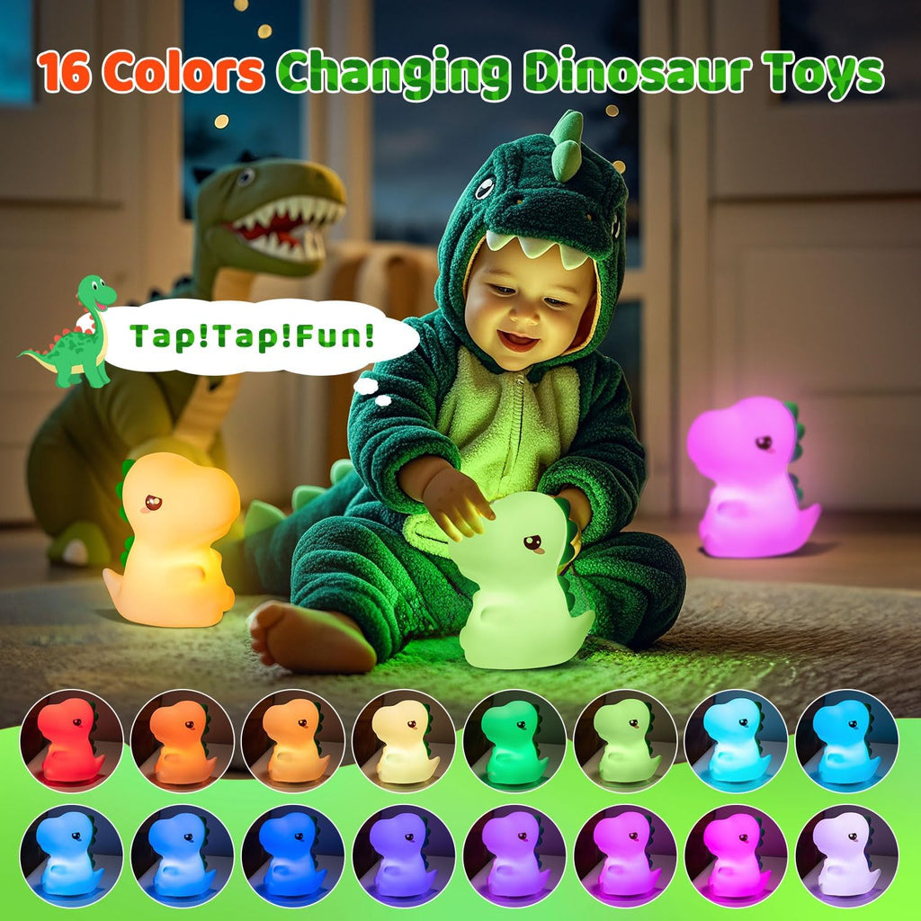 Dinosaur Toys for Kids 3-5, Remote 16 Colors Silicone Night Light for Kids