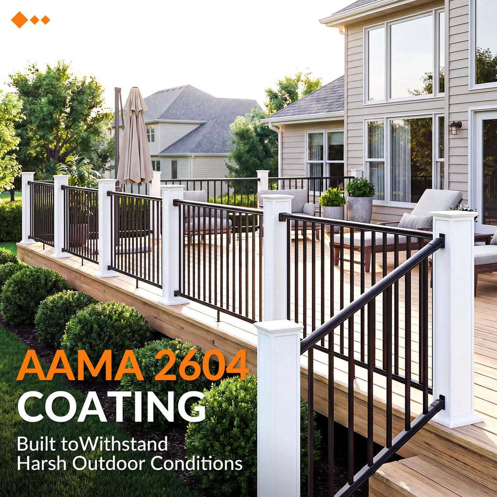 3 Pack 36 in x 6 ft Aluminum Porch and Deck Railing Kit Without Post