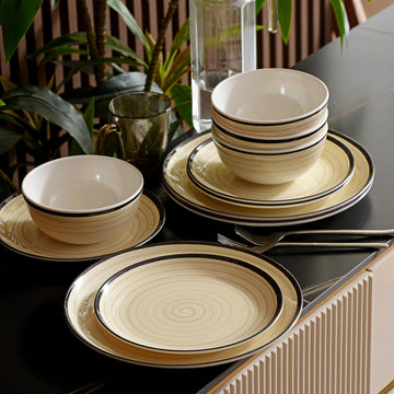 Melamine Dinnerware Set for 4, 12Pcs Dinner Dishes Set, Off White
