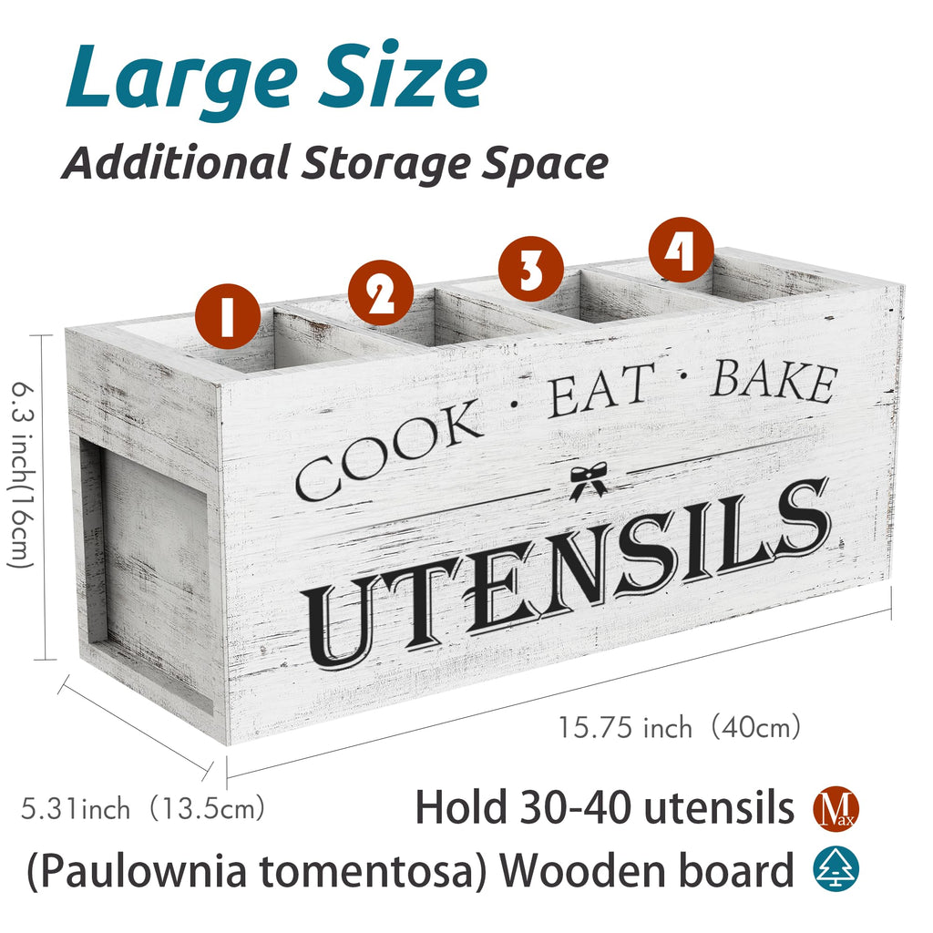 Extra Large Utensil Holder Countertop Counter,White Grain