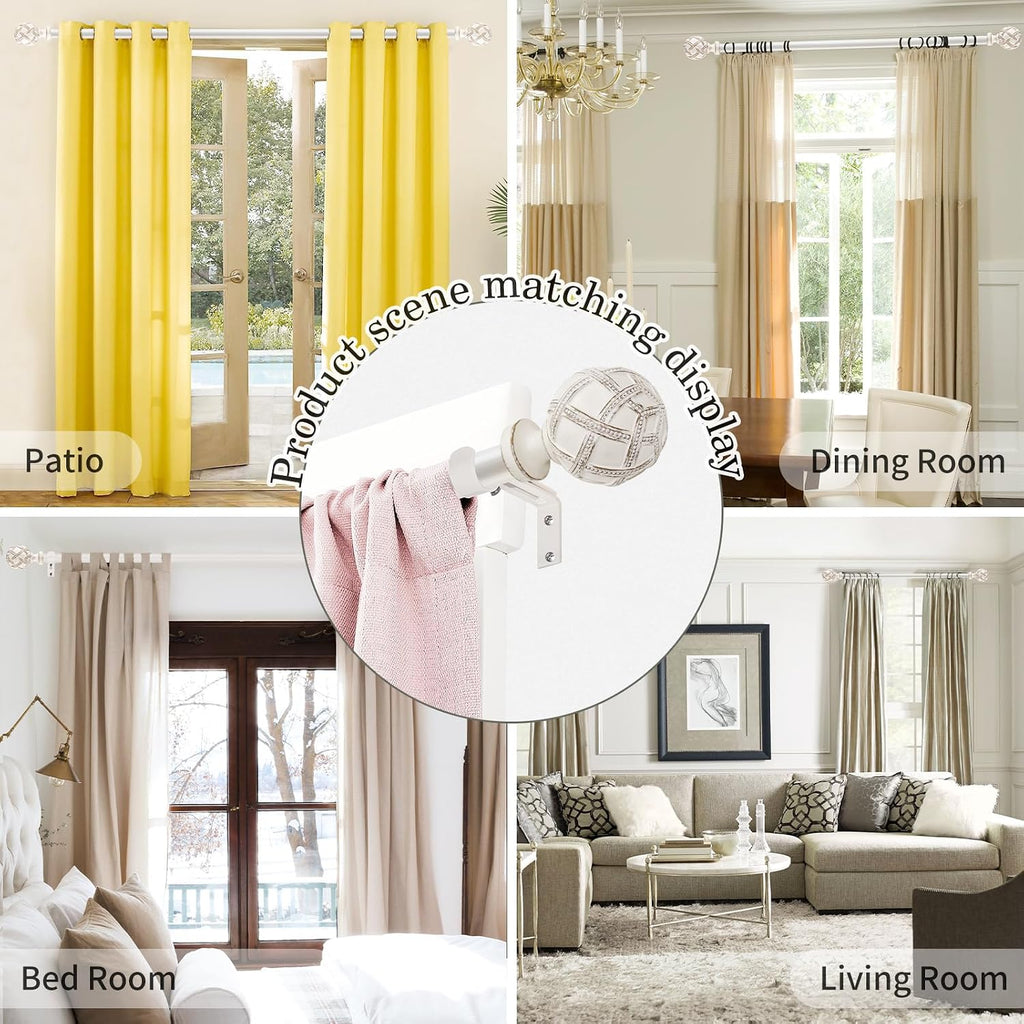 Single Curtain Rod for Windows : 1 inch Diameter Adjustable Curtain Rod, Heavy Duty Curtain Rod
