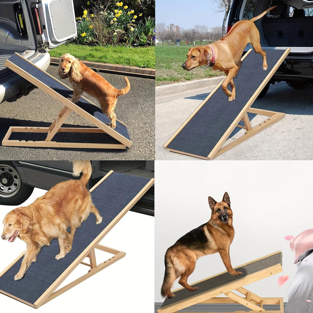 40" Dog Ramp for Couch & Low Bed - Extra Wide 16" Non-Slip Walking Surface, Load 100 lbs, Adjustable Pet Ramp with 4"