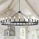 Large black wagon wheel chandelier 64 inch,30-Light Farmhouse wagon Wheel Chandeliers Round Industrial ceiling light fixtures for outdoor porch high ceilings Living Dining Room Foyer Entryway A105-B0D3LF592C