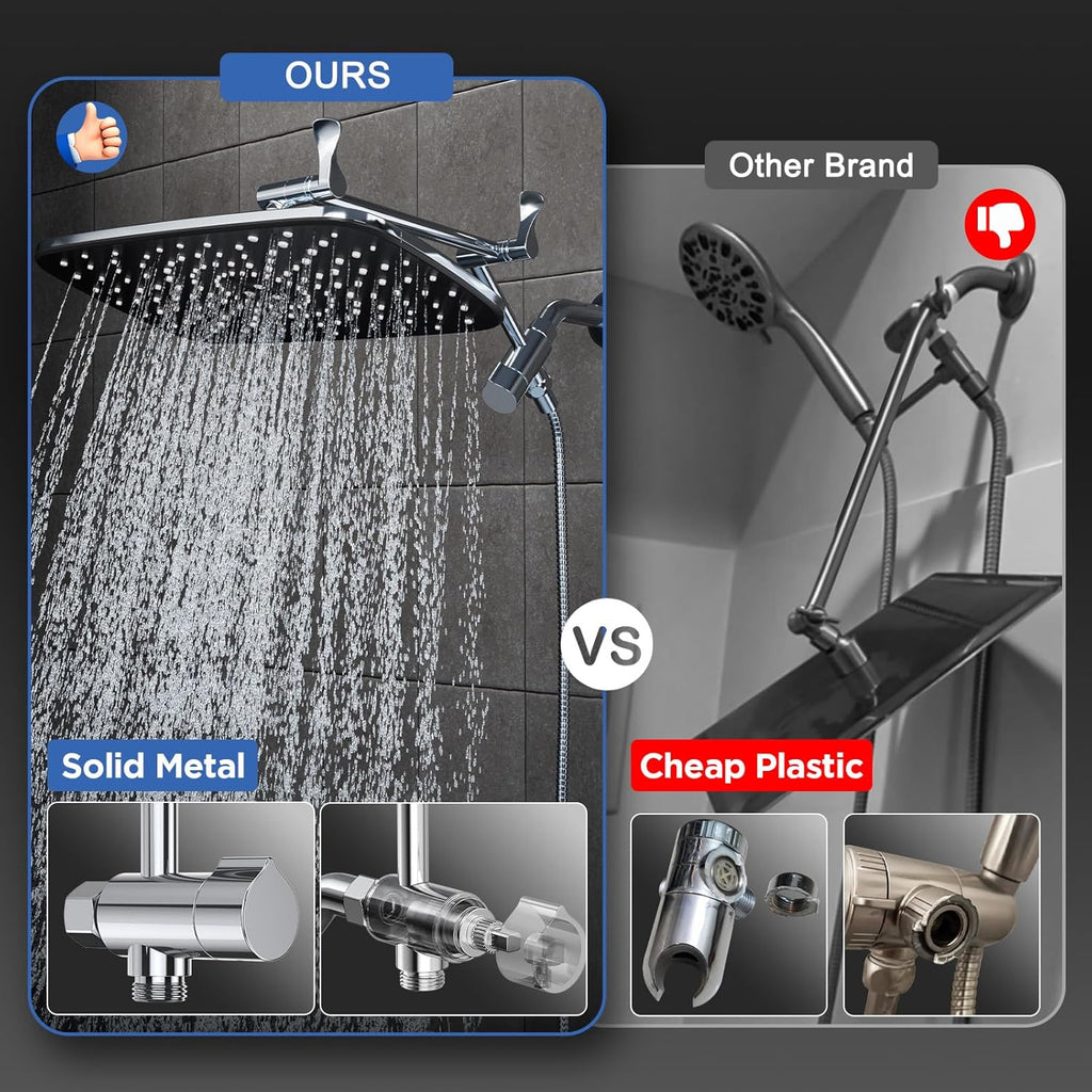Wide High Pressure Rain Shower Head with Handheld, Handheld Shower Heads with Multi Spray Modes