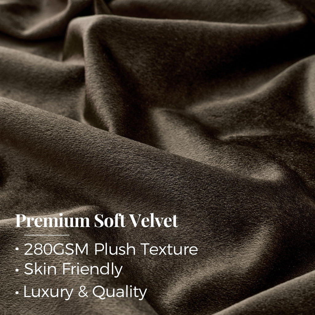 Brown Velvet Pinch Pleated Curtains: Living Room 108 Inches Long 2 Panels Set Luxury Darkening Thermal Insulated