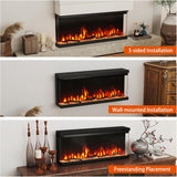 40 Inches 3-Sided Electric Fireplace Insert, 1200W Recessed, Wall-Mount, Freestanding Fire Place with Remote Control