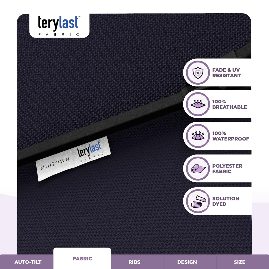 Lean - 9 Ft Patio Umbrella, Navy Blue Canopy
