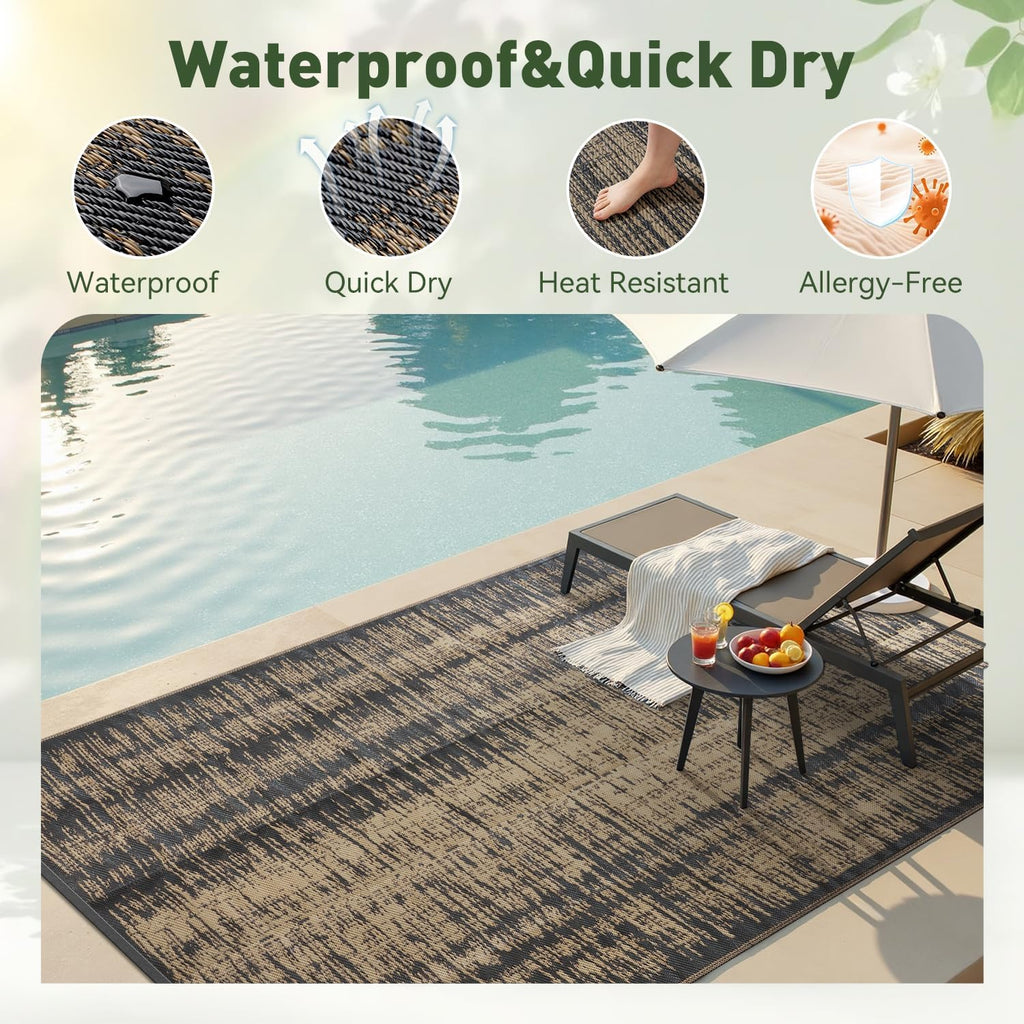 Outdoor Rug Waterproof Outdoor Carpet Patio Rug Mat Reversible RV Camping Rug Plastic Straw Outside Rug for