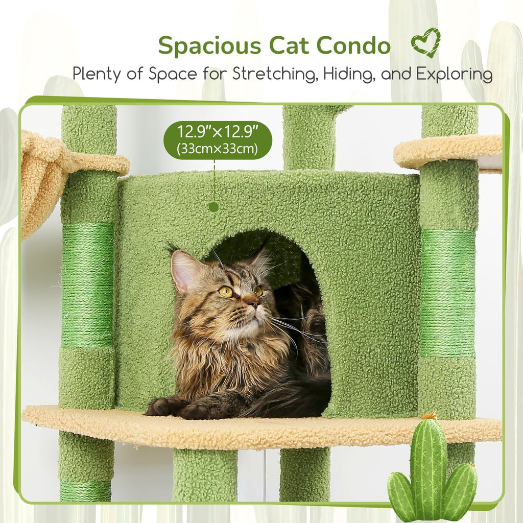 Cactus Corner Cat Tree Tower with Scratching Post, Green