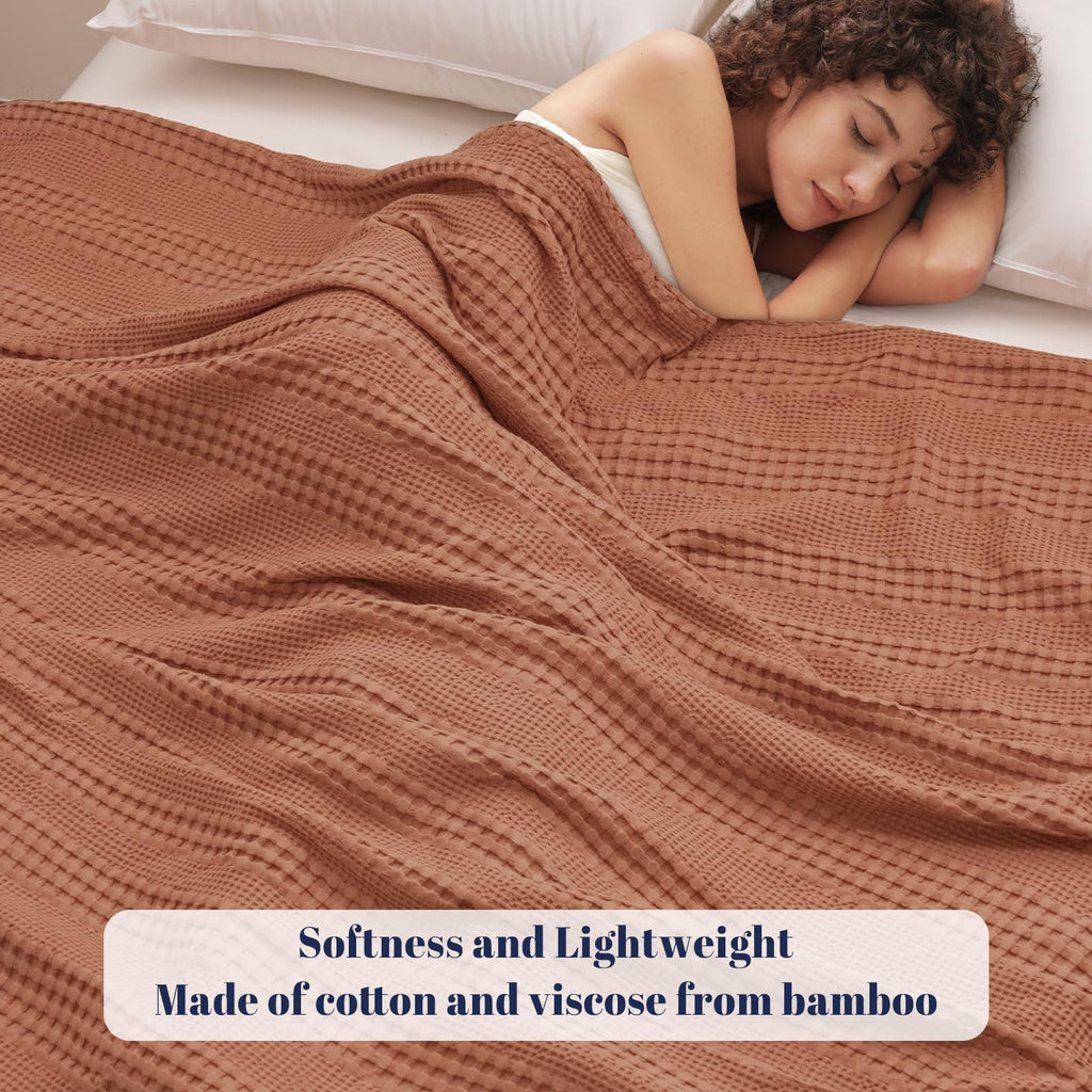Cooling Waffle Blanket for Hot Sleepers, 110"x96", Terracotta