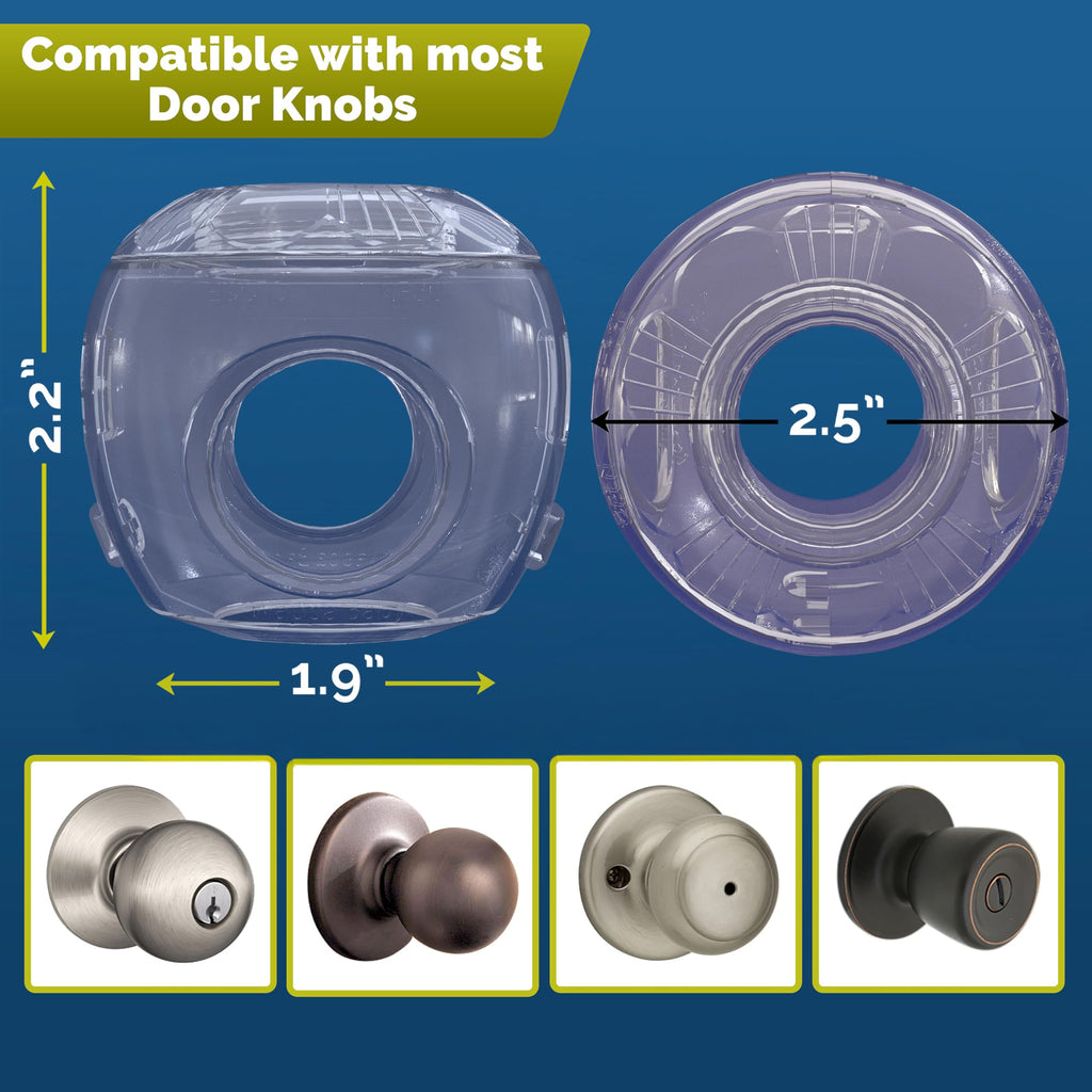 Child Safety Door Knob Cover (4 Pack) Hard-to-Remove Dual-Lock Door Handle Covers for Kids - Reusable Baby Proof Door