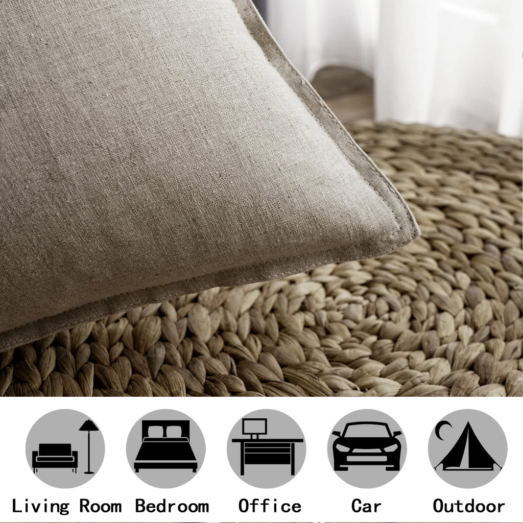 18"x18" Solid Cotton Linen Decoration Throw Pillow Case with Zipper Euro Sham Cushion Case Cool Pillow Cover Delicate