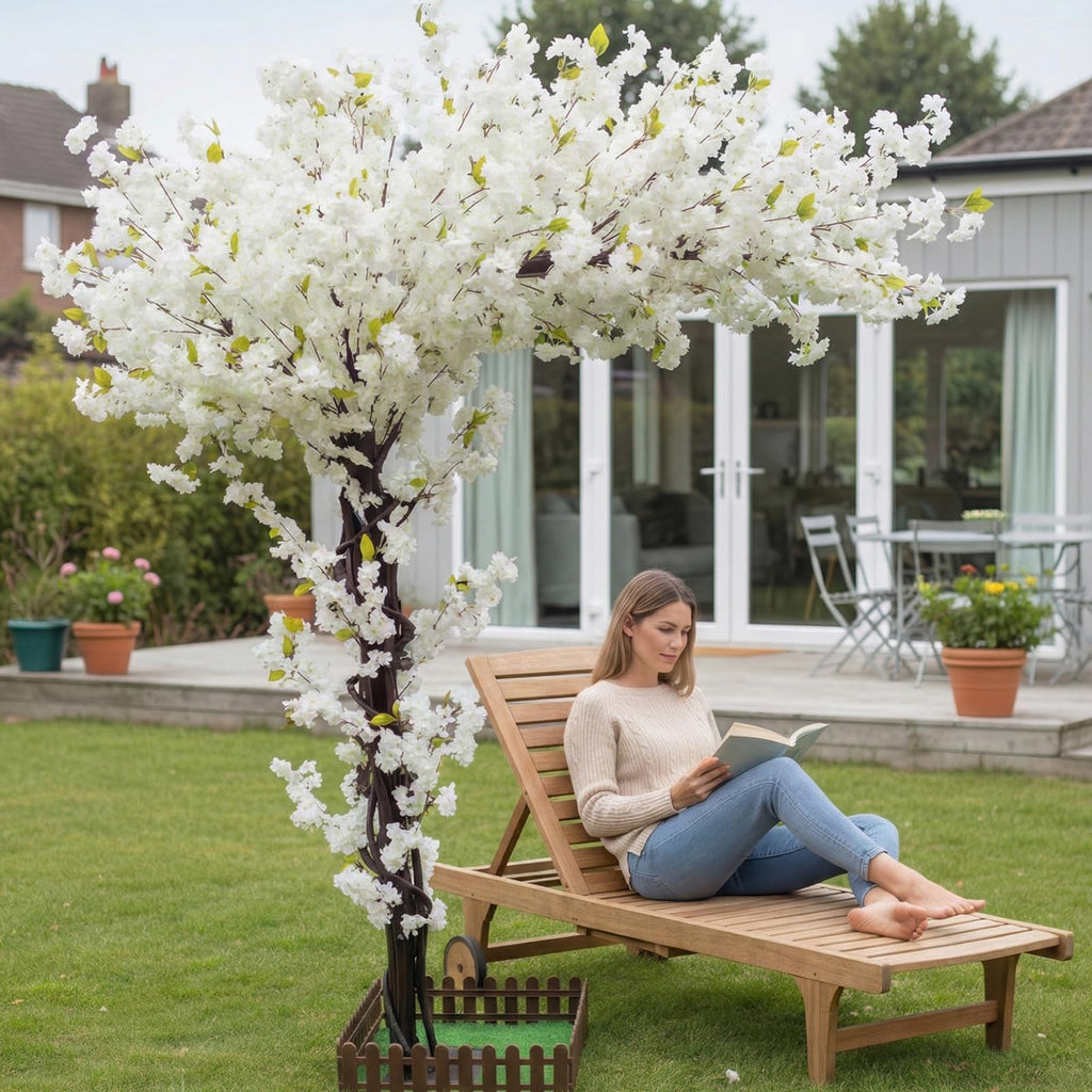 6.7FT Artificial White Cherry Blossom Tree, Faux Sakura Indoor Decor