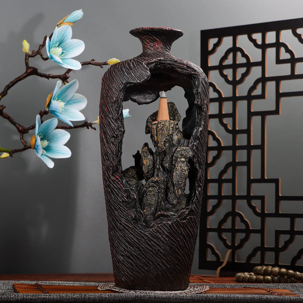Mountain Waterfall Incense Burner Backflow Incense Burner Incense Smoke Waterfall with 100 Backflow Incense - Set of 100
