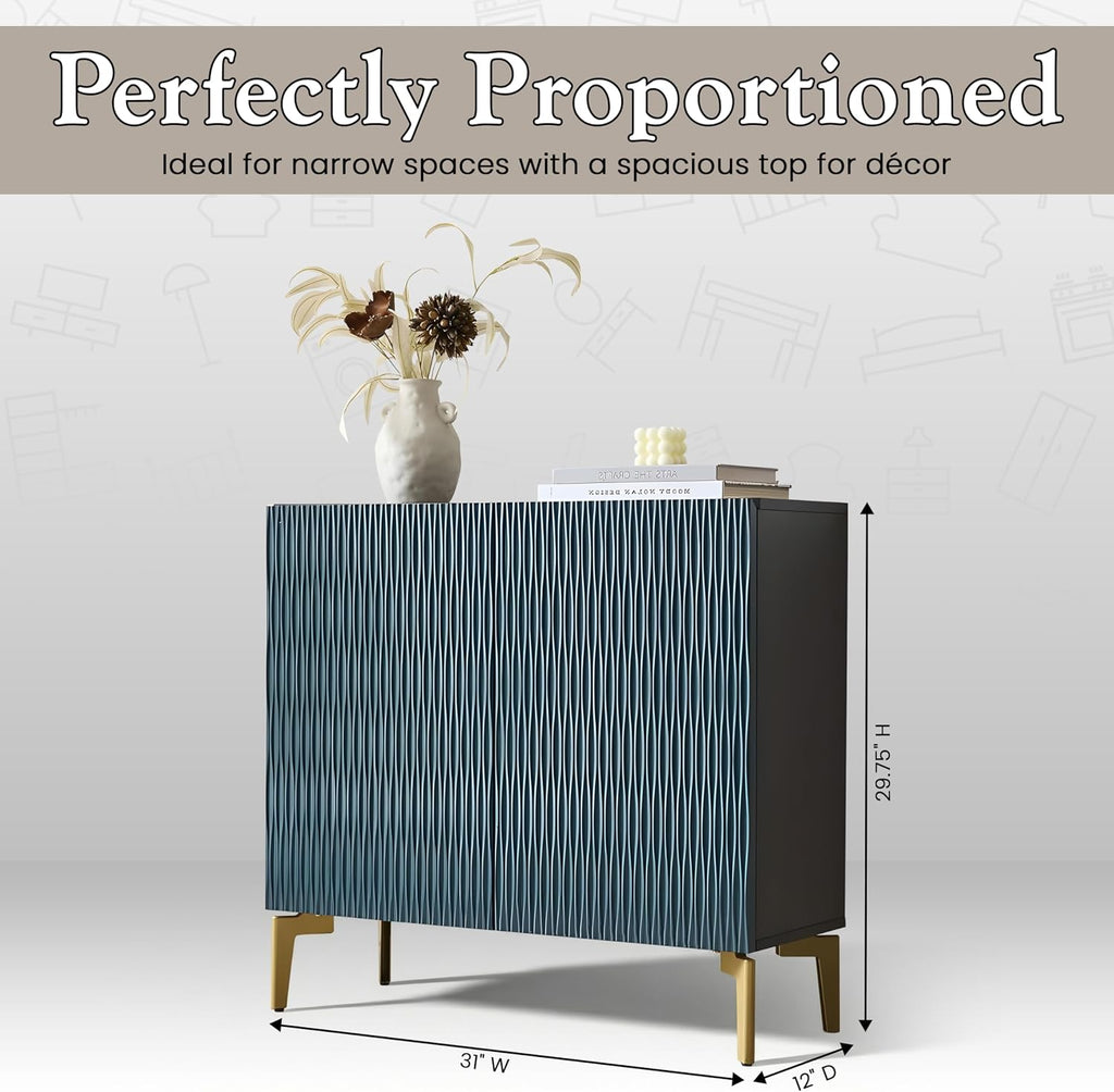 2-Door Storage Cabinet - Accent Sideboard Buffet in Blue & Black, Storage Cabinet , or Entryway