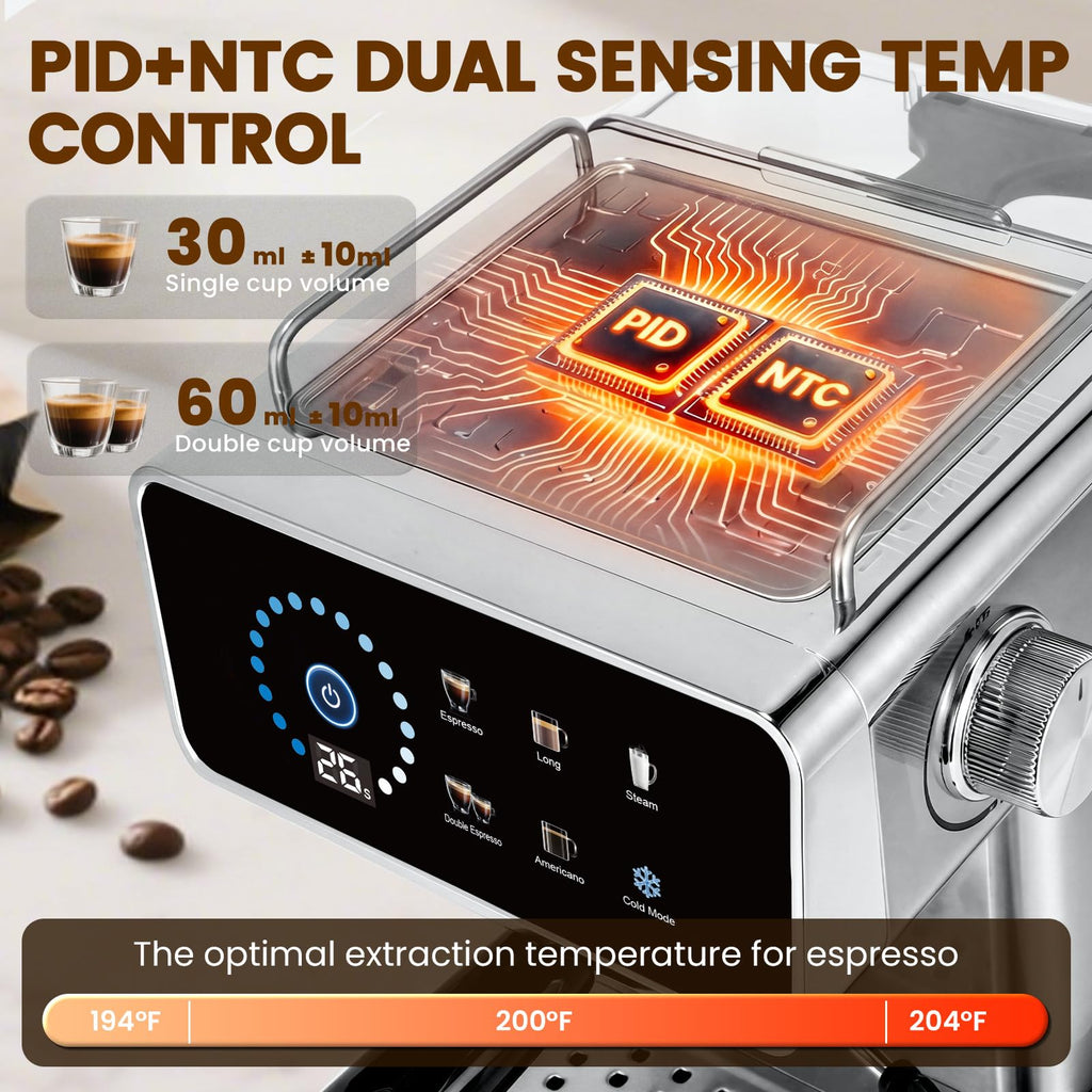 20 Bar Espresso Coffee Machines with Cold Brew & Customizable Program (Pro)
