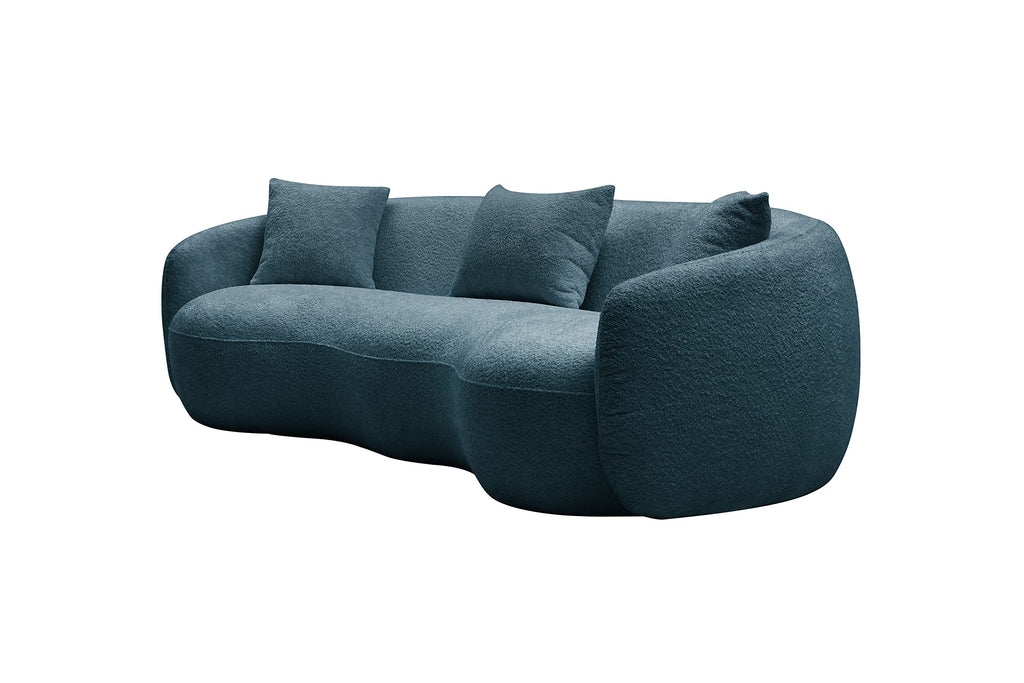 Curved, 93.6'', 4 Seater, Boucle, Modern, Blue, for Reception Place