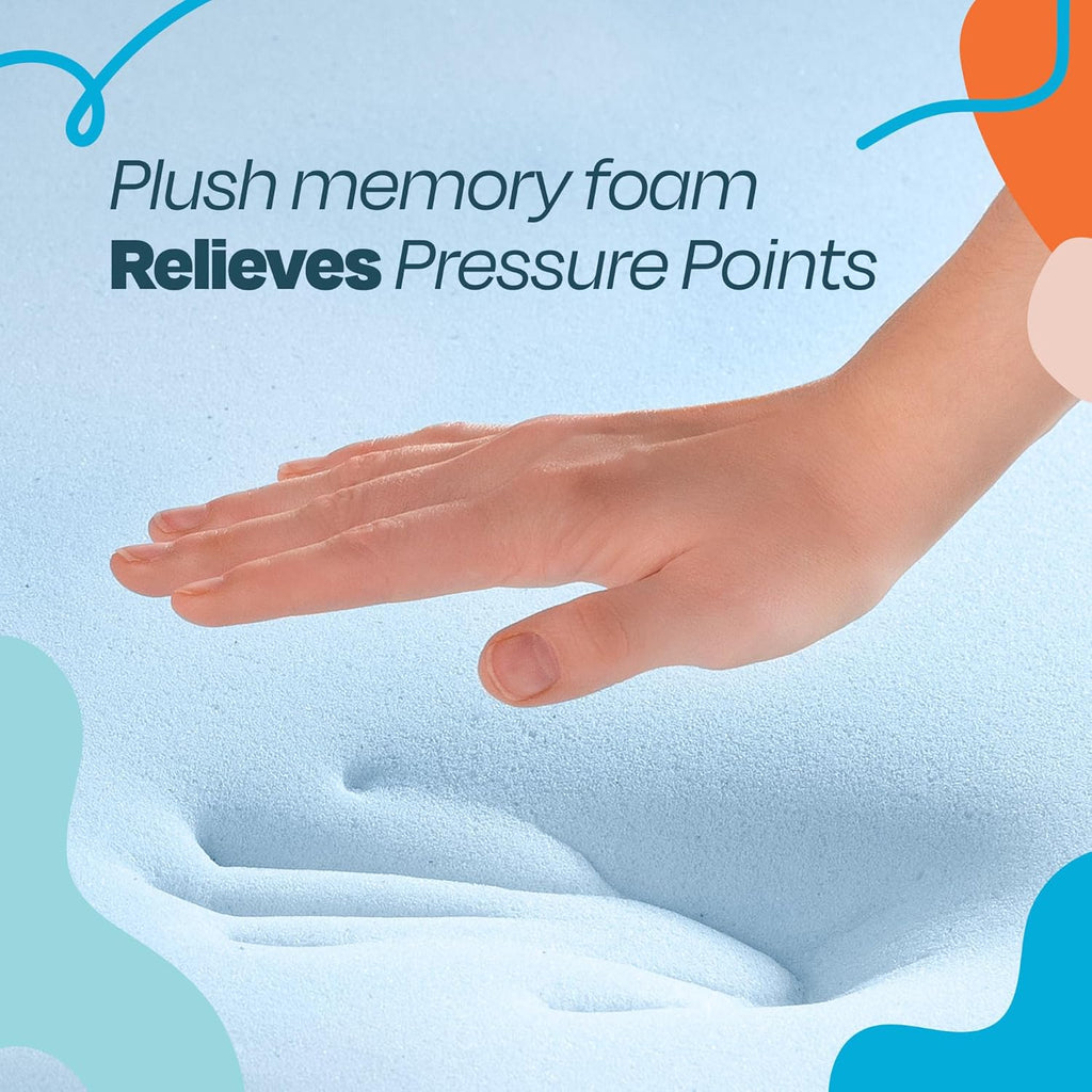 Memory Foam Mattress Topper, Queen Size - 3 Inch Gel Infused Memory Foam - Plush Feel - Cooling and Pressure