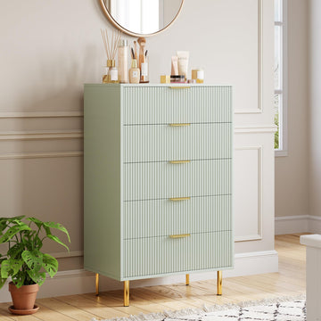 Fluted 5 Drawer Dresser, 48" Tall Wooden Dressers