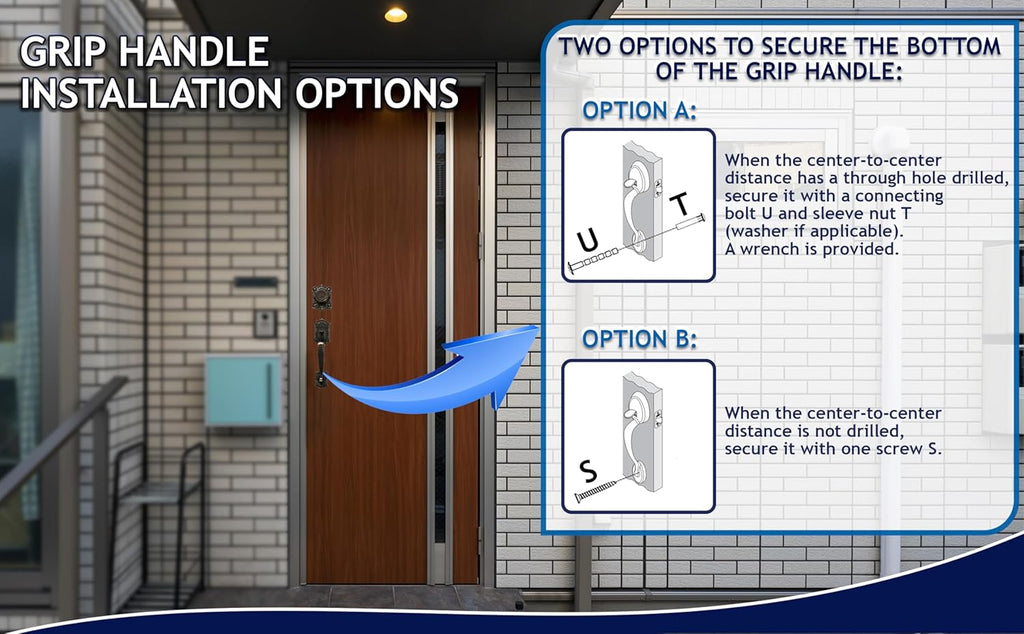 Zita_G Single Front Door Hardware Set, Heavy Duty Entry Door Lock Set with Exterior and Interior Grip Handles and - Door Handleset