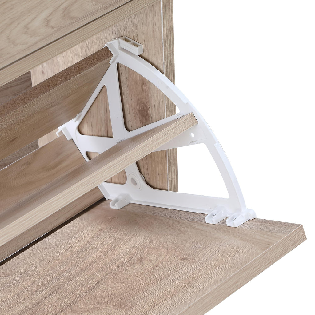 Shoe Cabinet, Natural Semi Circle Rattan Shoe Storage Organizer Cabinet with 2 Flip Drawers, Freestanding Shoe Rack