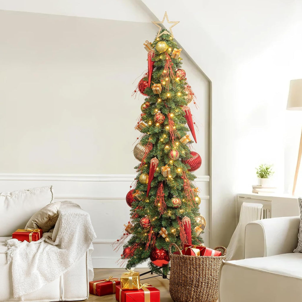 Christmas Ball Ornaments Champagne 6-Inch Set of 4 Extra Large Hanging Tree Ball Ornament Decorations Super Large