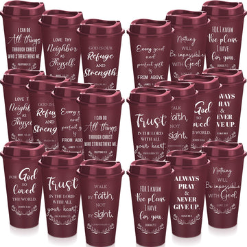 20 Pack Christian Gift Cups Bulk for Women Men, Burgundy