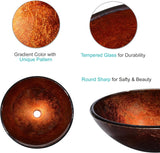 Aquaterior Tempered Glass Bathroom Vessel Sink Artistic Round Vanity Bowl Basin Spa Arts & Crafts