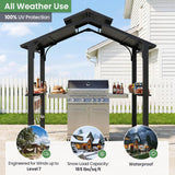8 x 5FT Hardtop Grill Gazebo, Outdoor BBQ Gazebo w/Galvanized Steel Double Roof