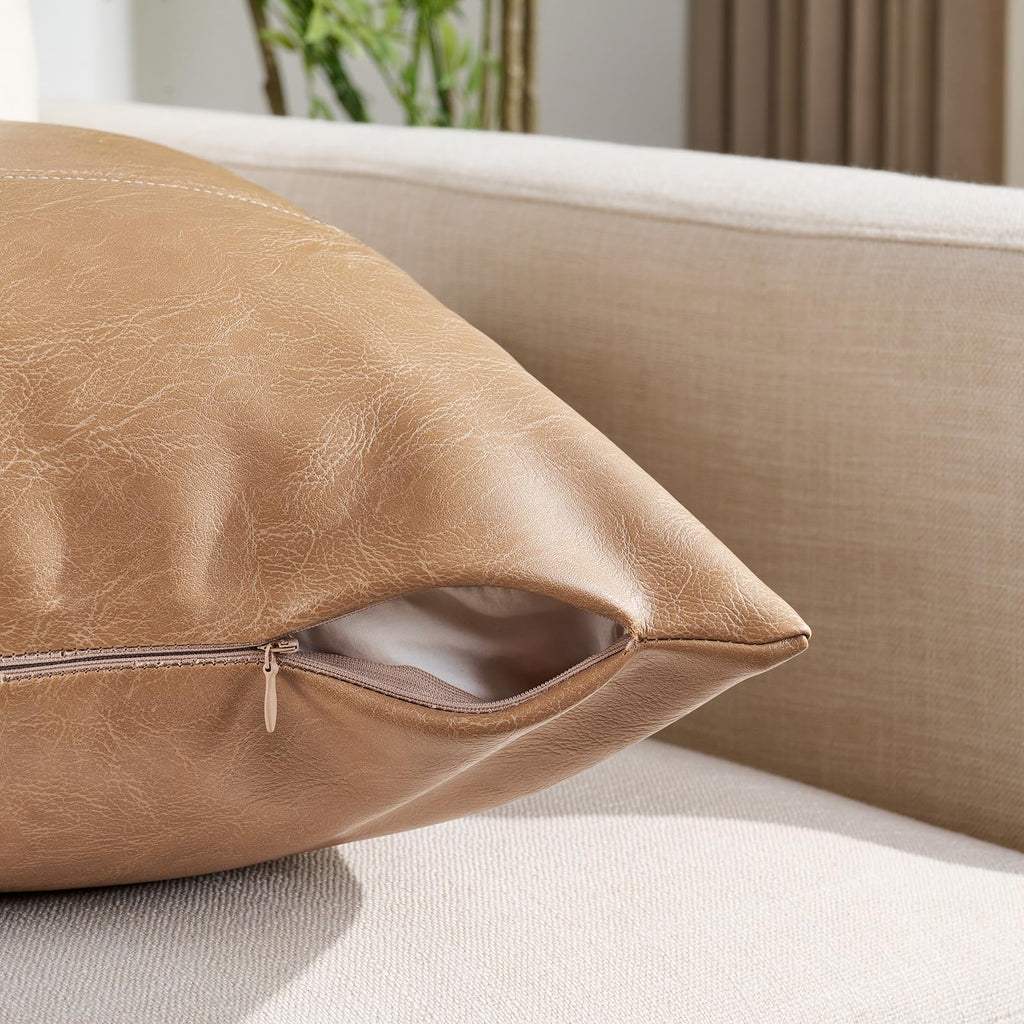 Tan 26x26 Pillow Covers Set of 2, Euro Pillow Covers, Big Throw Pillow Covers for Couch Bed Bedroom Living Room