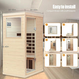 Infrared Sauna, Home Sauna 1 Person, Low EMF Sauna Wood Indoor Far Infrared Sauna