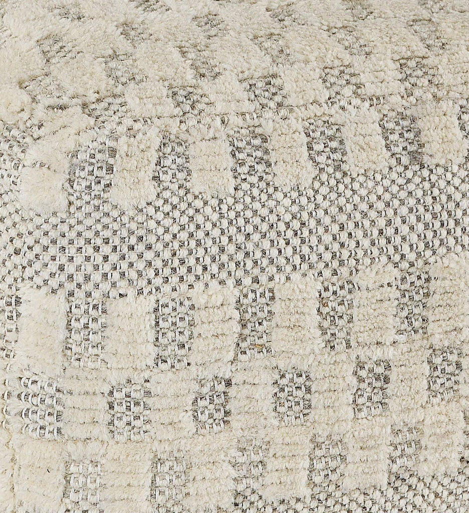 LR Home Cream Tufted Checkered Geometric Pouf