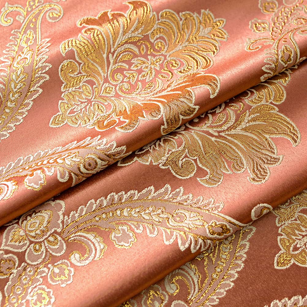 Golden Damask Jacquard Swag Waterfall Valance Luxury Curtain Valance Rod Pocket Valance (Damask-Coffee, W49 Inch, 1