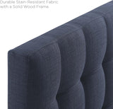 Lily Tufted Linen Fabric Upholstered King Headboard in Navy