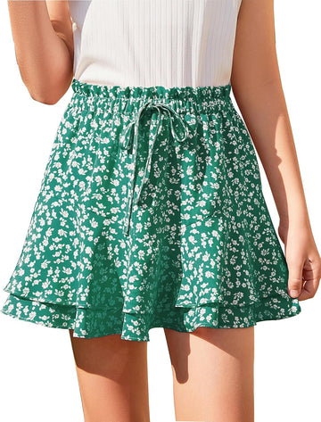 Girls Skorts Floral Skirt with Shorts for Summer