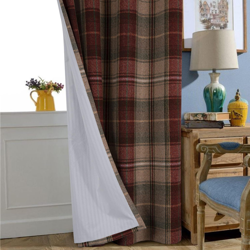100% Blackout Woolen Look Plaid Curtains Modern Window Panels Checkered Tartan Curtains Bedroom 2 Panels Christmas
