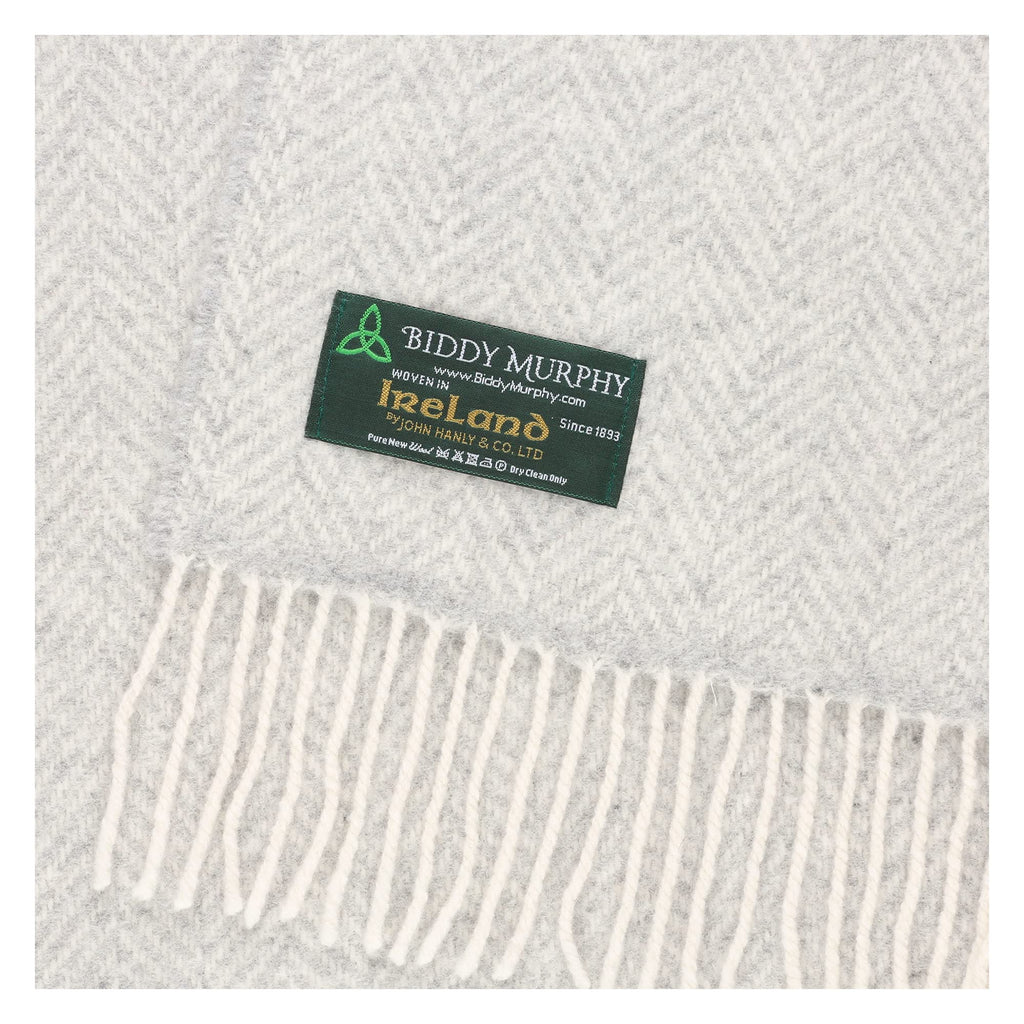 Merino & Cashmere Wool Throw Blanket 54x71 in Pale Grey