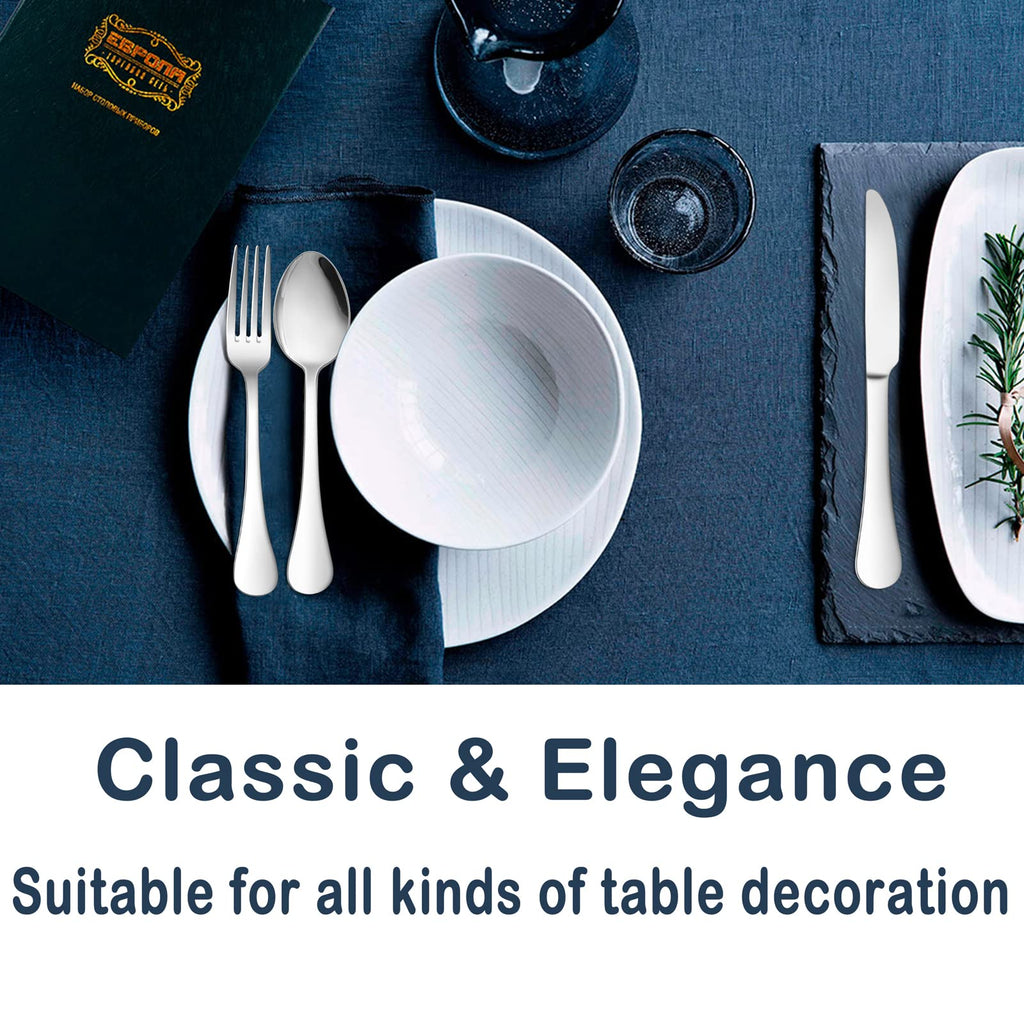 18/10 Silverware Set, 40-Piece Stainless Steel Flatware Service for 8, Luxury Cutlery with Ultra Sharp Serrated