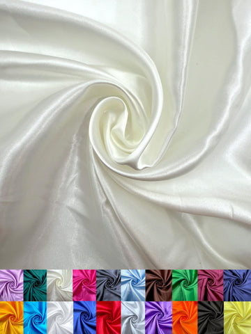 Satin Fabric by The Yard - Luxury 60" Wide Roll - Metallic Shiny Fabric for Sewing, Upholstery, Lining, Decoration