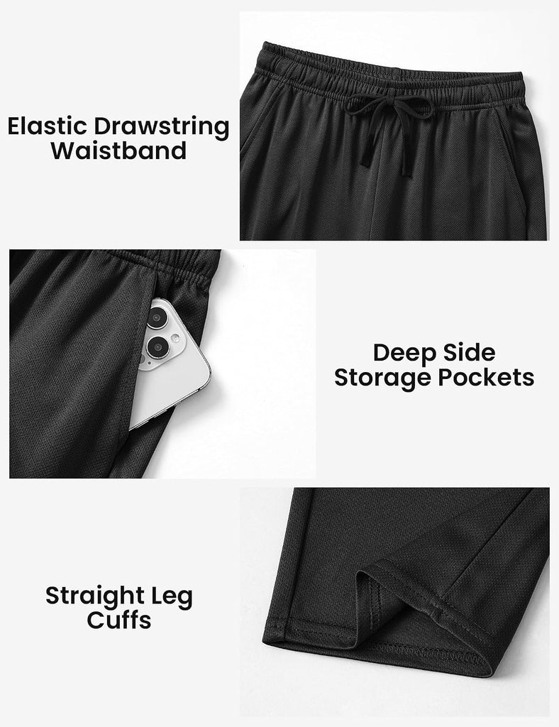 Boys Sweatpants Kids Athletic Mesh Joggers with Pockets for School