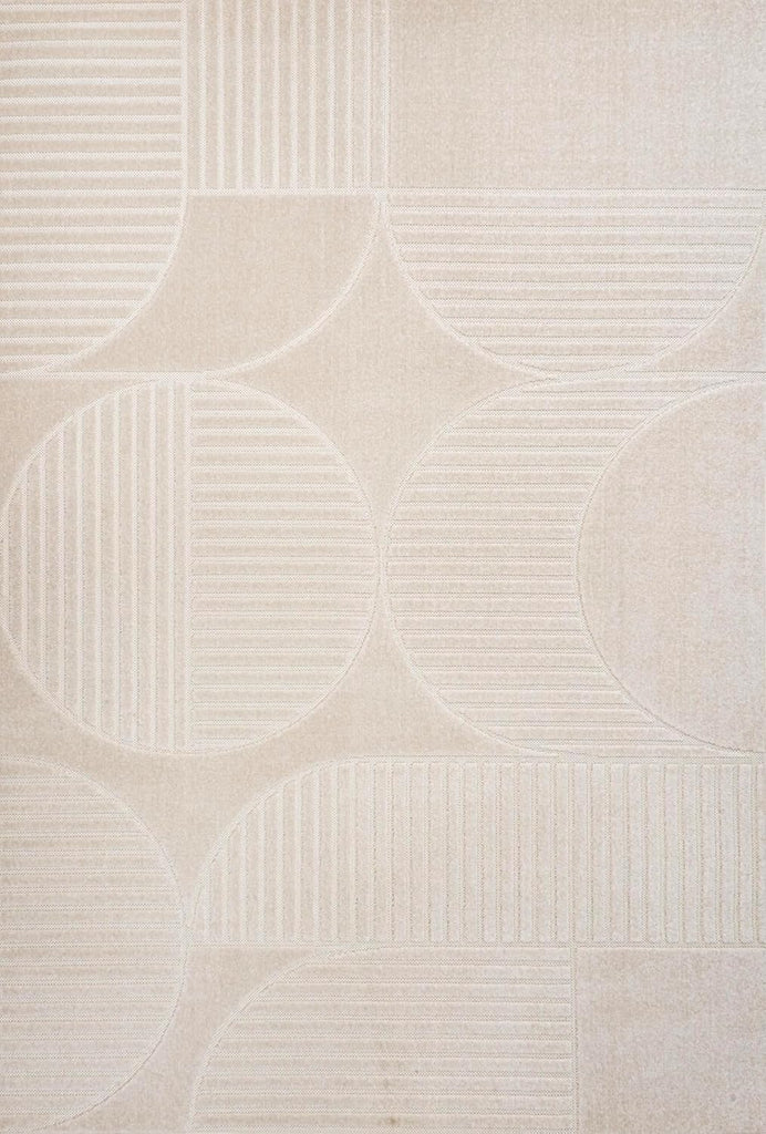 Nordby High-Low Arch Striped Ivory/Cream Indoor/Outdoor Area Rug, 8x10, Modern, Contemporary, Geometric, Bohemian
