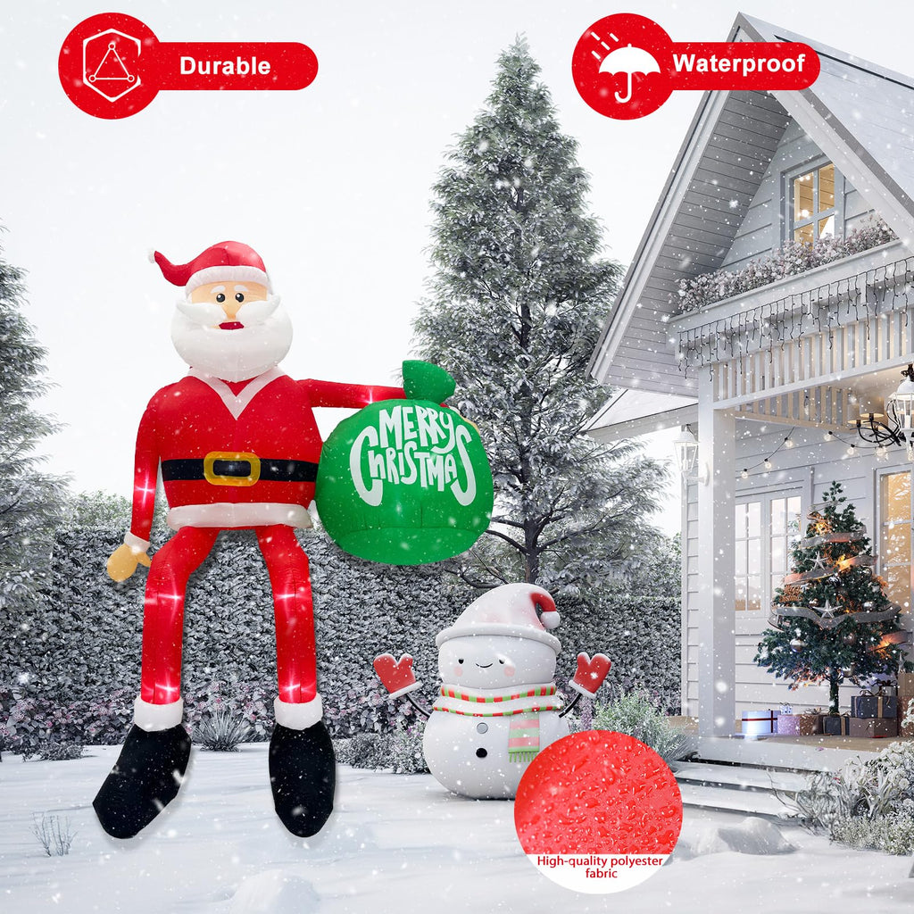 15FT Christmas Inflatable Outdoor Decoration, Climbing Santa Giant Christmas inflatables Christmas Blow Ups with LED