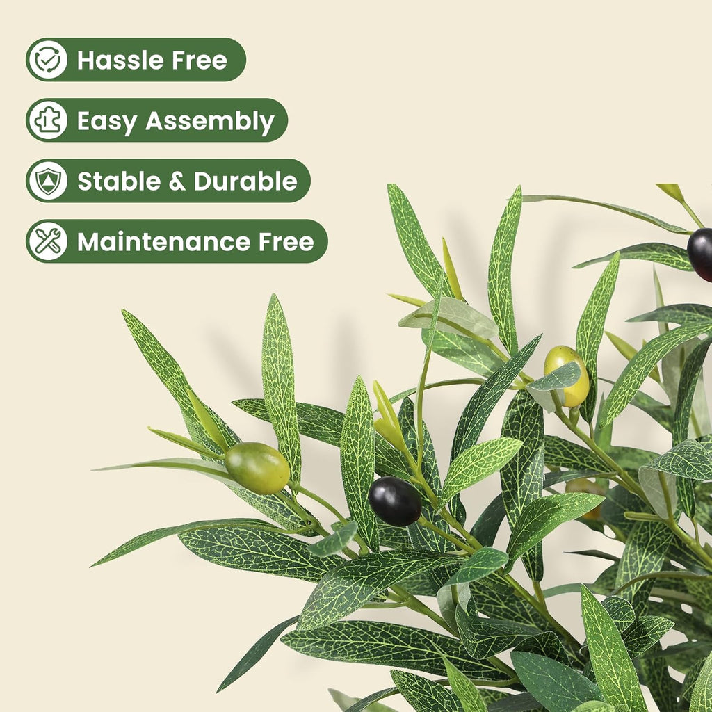 Artificial Olive Tree 6ft Tall with Lifelike Leaves Trunks Realistic