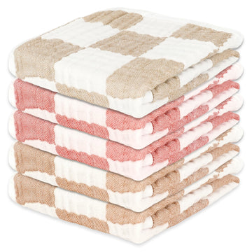 Muslin Burp Cloths 20"x10" Baby Burp Cloths 5-Pack(5, Coffee & Pink)