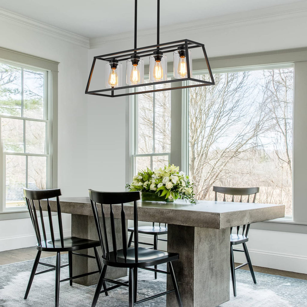 4-Light Black Farmhouse Chandelier Light Fixture
