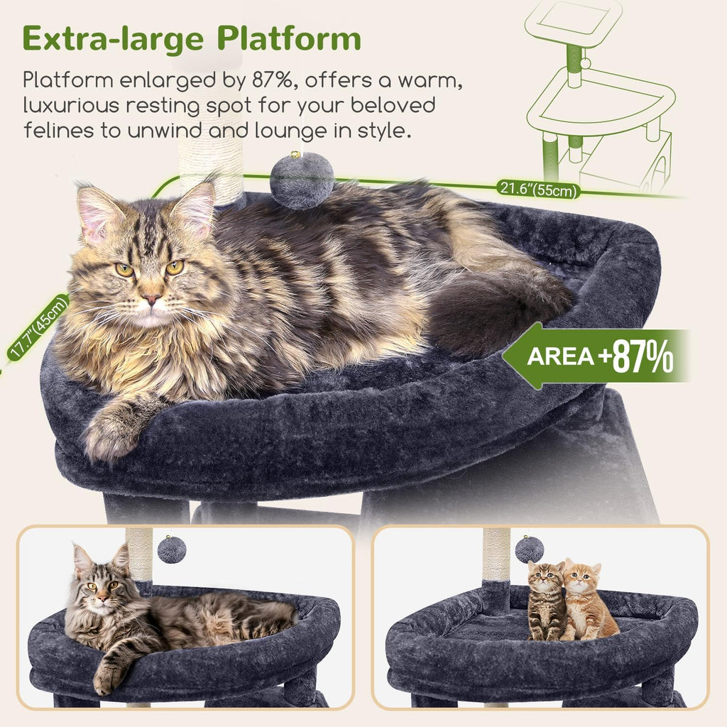 Giant Cat Tree for Indoor Large Cats, 83in, Dark Grey